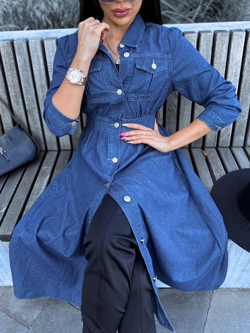 Džinsa kleita "Denim Idea" K3339 - TUMŠI ZILA